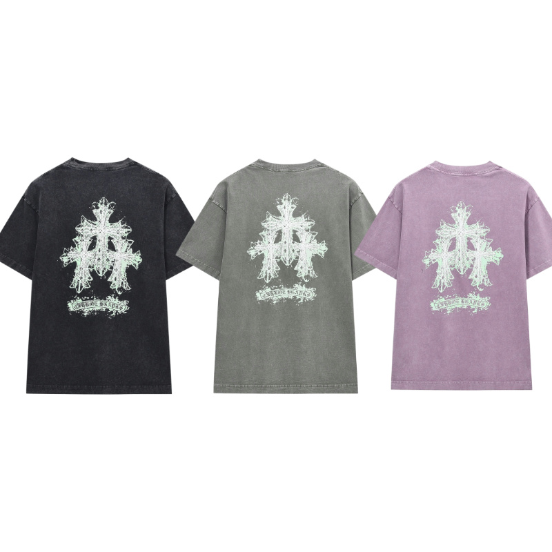 クロムハーツ Tシャツ 3色 ブラック&グリーン&パープル zH0177｜存在感を纏う人気Tシャツ